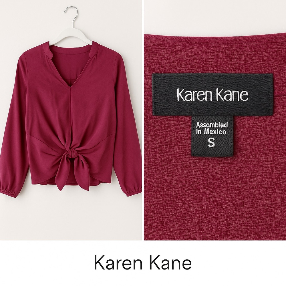 Karen Kane Deep Red Top with Knot Detail